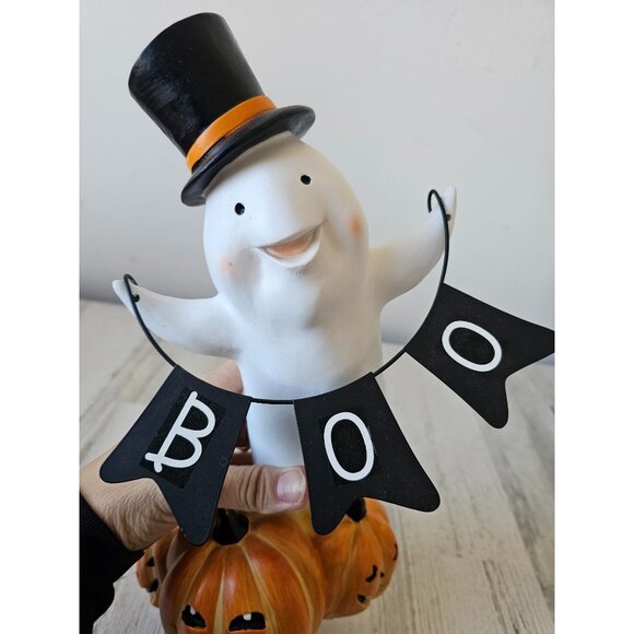 Large ghost boo statue figurine pumpkin jack-o'-lantern unique Halloween decor c - Picture 9 of 10